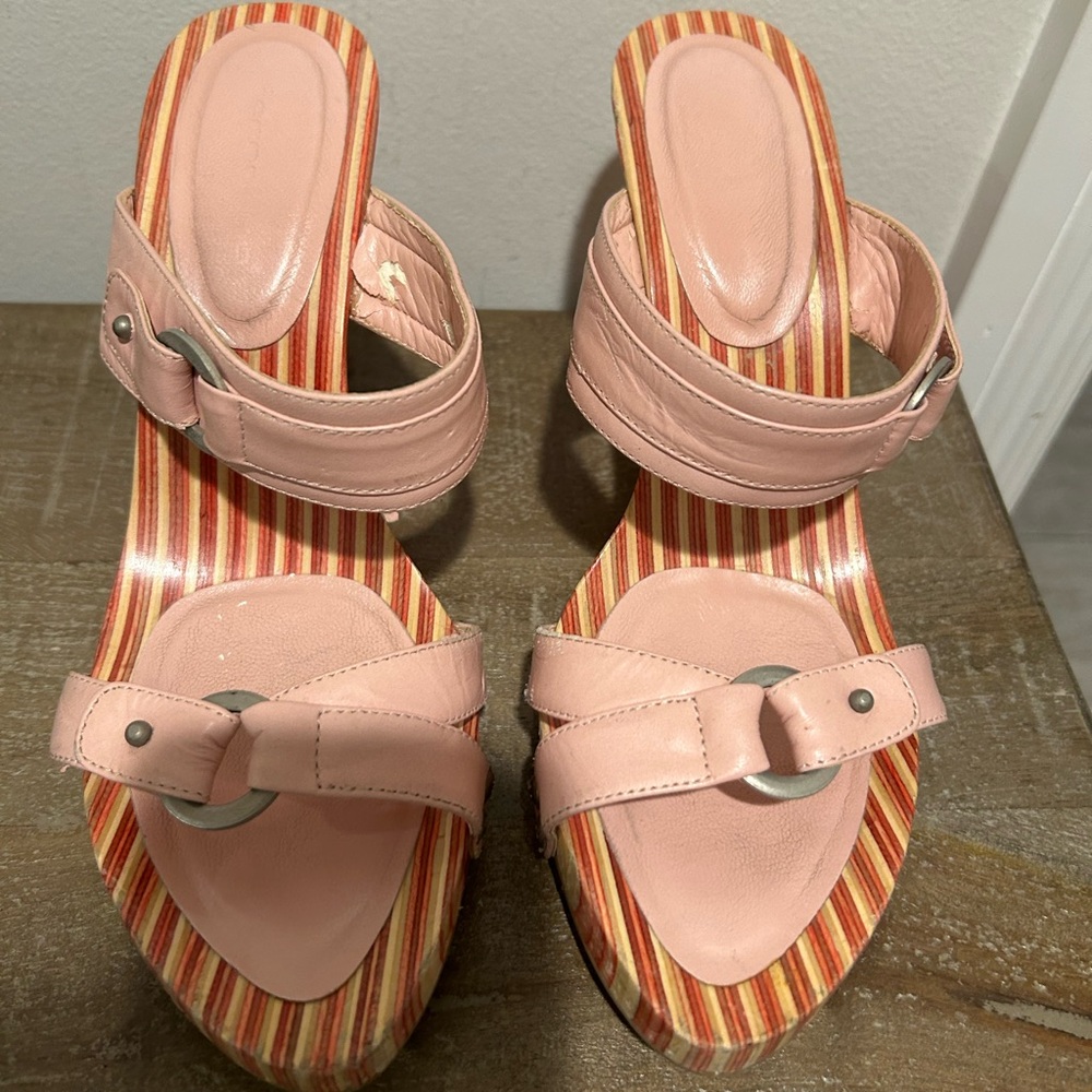 Stylish Pink Striped Women's Sandals